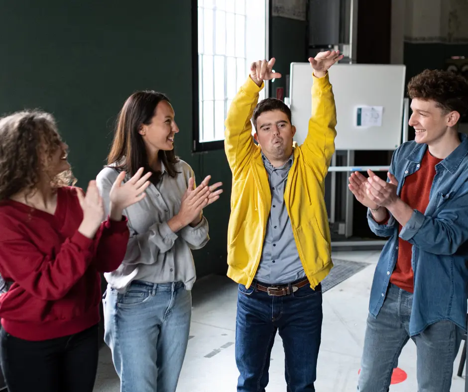 Wonderful Choices Community Access Support Worker NDIS Disability Support Eight Mile Plains Brisbane Boy with disability in the community having fun singing and dancing